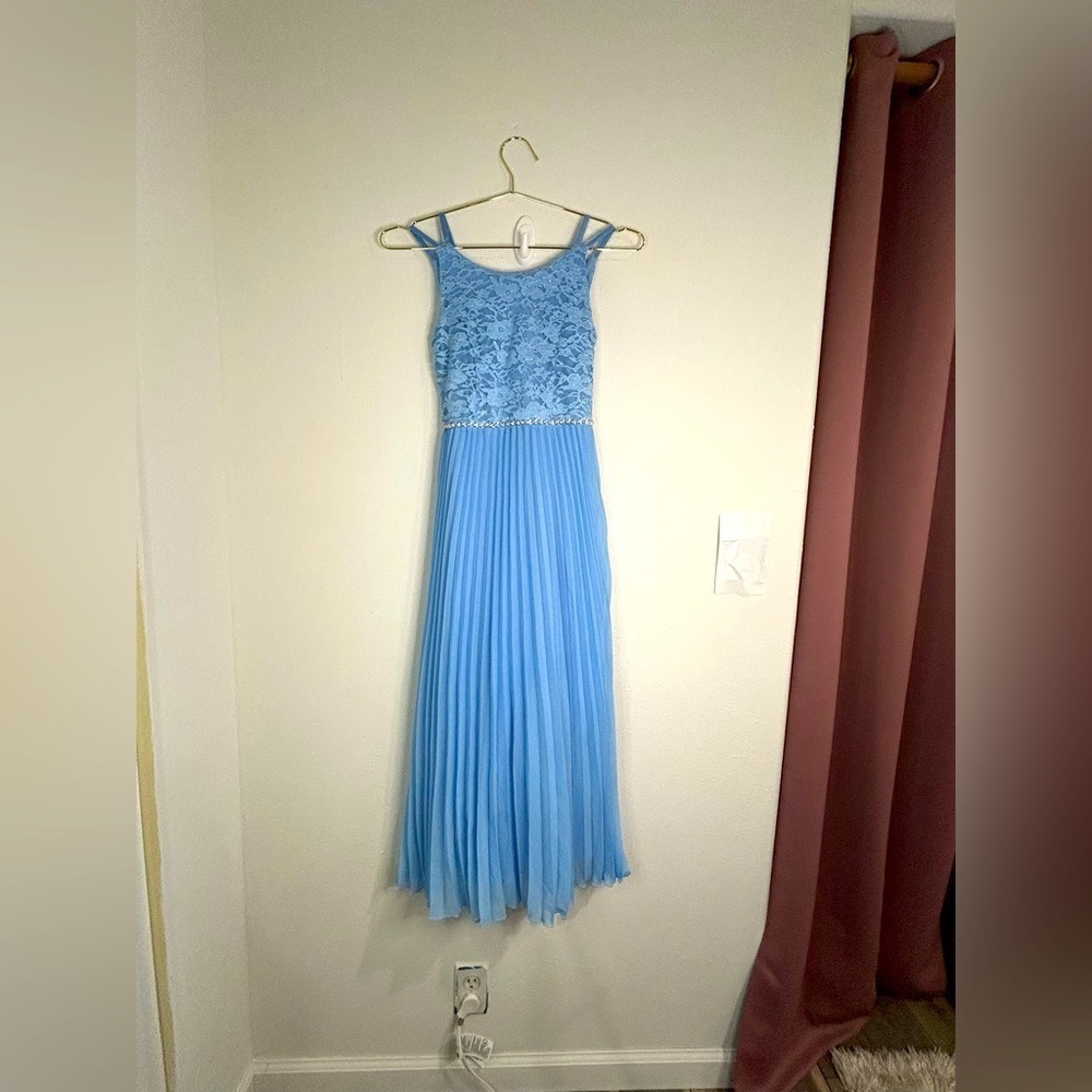 Speechless Kids Blue Lace Pleated Dress - Size 14